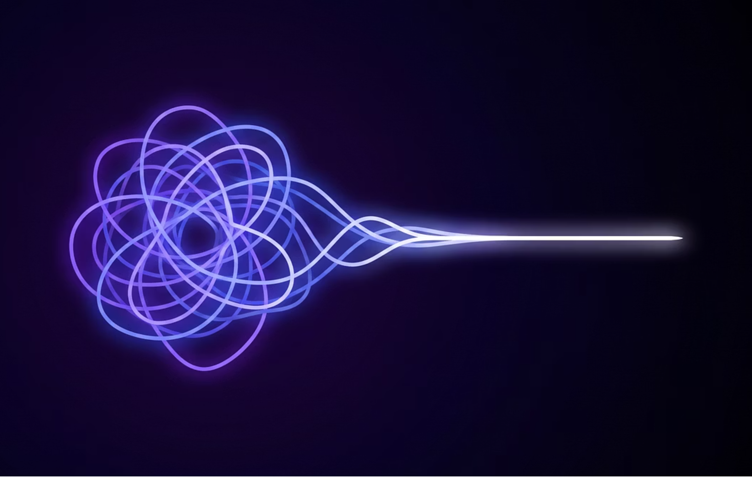 A tangled knot of light resolving into a single clear line, representing clearing the M.Phil. vs M.A. confusion